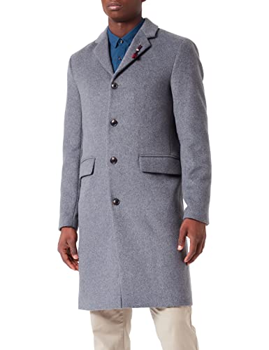 Scotch & Soda Męski klasyczny jednorzędowy płaszcz z mieszanki wełny płaszcz wełniany, Grey Melange 0606, L