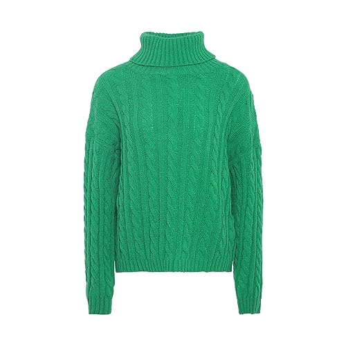 myMo Damski sweter z dzianiny z golfem akryl zielony rozmiar XL/XXL, zielony, XL