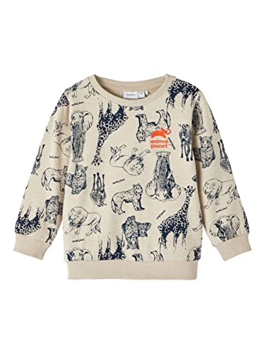 NAME IT Bluza chłopięca Nmmjec Animalplanet Sweat Unb Bfu, Peyote Melange, 92
