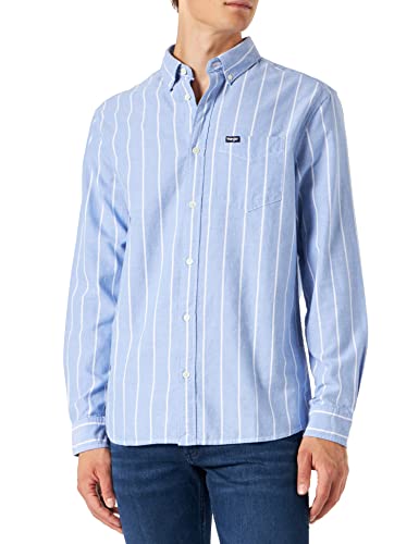 Wrangler Męska koszula z guzikami 1 PKT, niebieska (Limoges Blue), rozmiar S