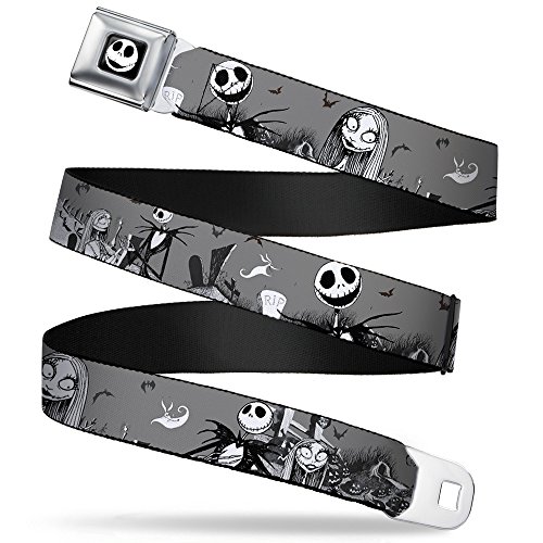 Buckle-Down Unisex pasek dla dorosłych mężczyzn, Nbc Jack & Sally Cemetery Scene Gray/czarny/biały, Kolor: wielokolorow, 1,5