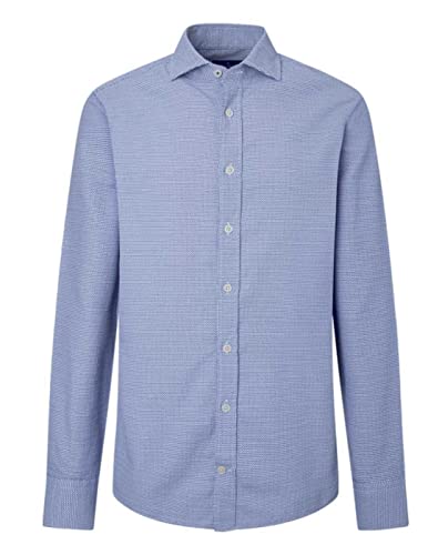 Hackett London Koszula męska Dobby Texture, Biały/niebieski, 3XL