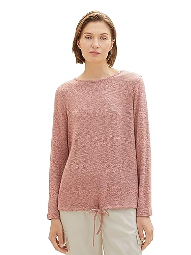 TOM TAILOR Damska koszulka z długim rękawem z wiązaniem, 33157-fading Rose Melange, S
