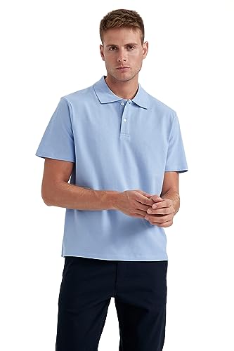 DeFacto Męska koszulka polo Basic – klasyczna koszulka dla mężczyzn, niebieski, XS