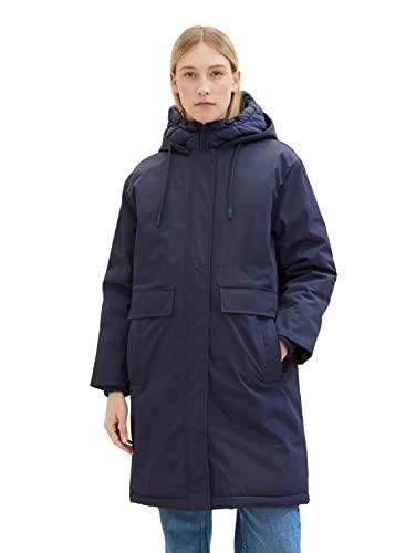 TOM TAILOR Damski płaszcz przeciwdeszczowy z pikowaniem i kapturem, 10668-sky Captain Blue, 3XL