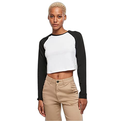 Urban Classics Damska koszulka damska z długim rękawem w stylu retro, biały/czarny, XXL