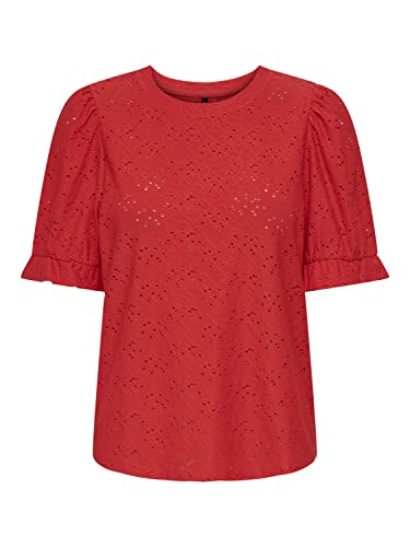 ONLY ONLSMILLA S/S Puff JRS Top, Fiery Red, XXS, czerwony (Fiery Red), XXS