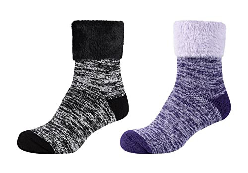 Camano 1102034002 – damskie mouline cosy przytulne skarpety 2 pary, kolor mulberry purple, rozmiar 39/42, Mulberry Purple, 39 EU