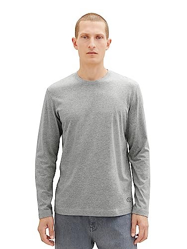 TOM TAILOR Męski T-shirt z długim rękawem, 12035-Grey Heather Melange, XL