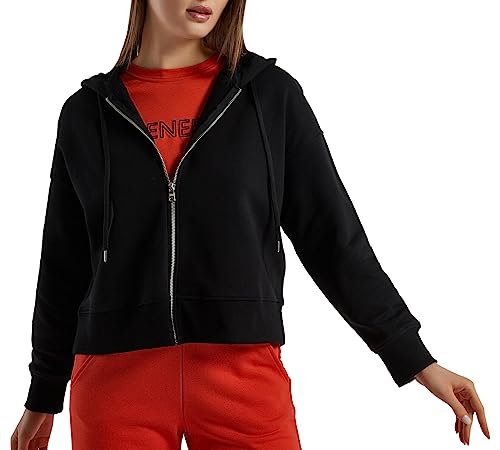 United Colors of Benetton Bluza damska z kapturem, Nero 100, M