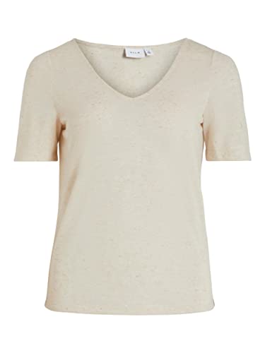 VISINA V-Neck S/S Top - Noos, Birch/szczegóły: melanż, S