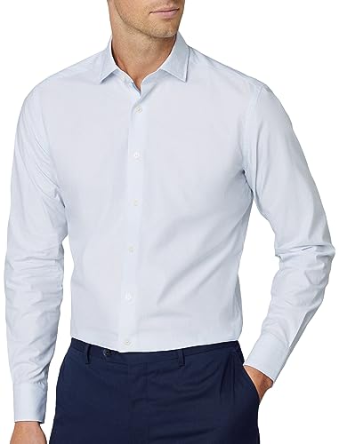 Hackett London Męska koszula w paski Mini Graph Check ENG, biała (biała/niebieska), XXL, Biały (biały/niebieski), XXL