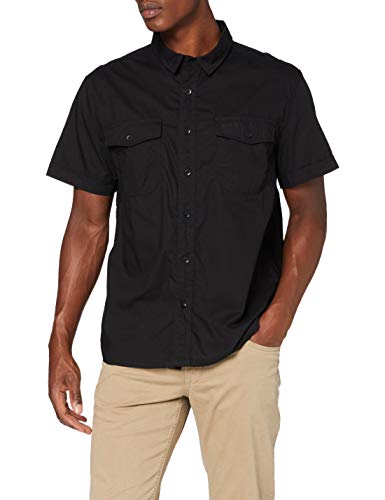 Brandit ROADSTAR koszula z krótkim rękawem, koszula rekreacyjna, w kratkę, męska koszula z drewnianym futerałem, czarny, 4XL