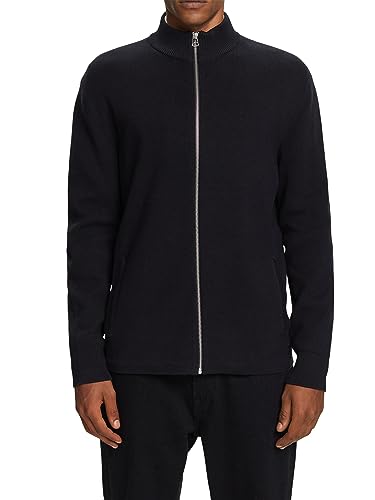 ESPRIT Kardigan z zamkiem błyskawicznym, 100% bawełna, czarny, XL