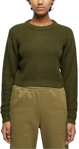 Urban Classics Damska bluza damska Short Waffle Sweater summerolive S, Summerolive, S