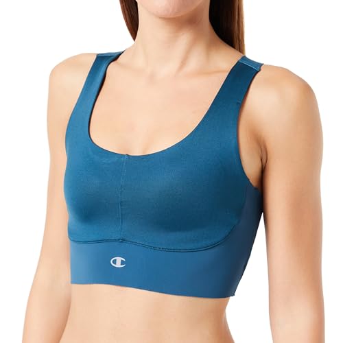 Champion Athletic Sportbras W-Quick Dry Anti-Microbial Compact Stretch Poly Jersey Kompressive Biustonosz Sportowy Kobiety, Ciemny Cian, XL