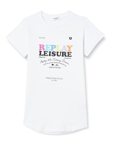 Replay Sukienka dziewczęca SG3212, 001 biała, 4A, 001 White, 4 Lata