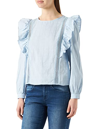 Springfield Damska koszula Blusa De Manga Larga Dobby, Azul claro, 36 PL