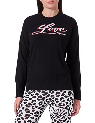Love Moschino Damski sweter z długim rękawem Comfort Fit, czarny, 40