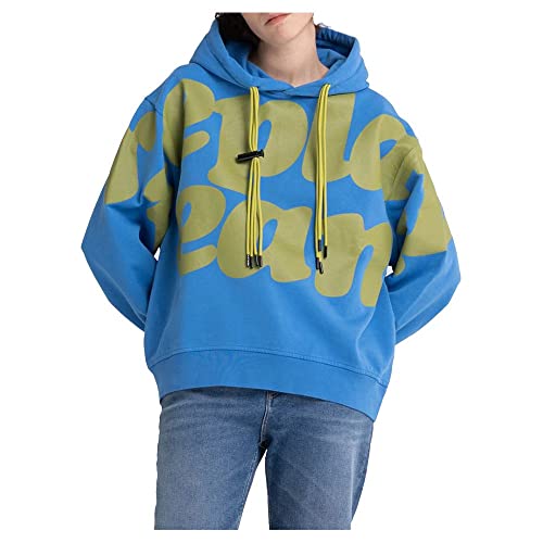 Replay Damska bluza z kapturem, 972 niebieski, XS