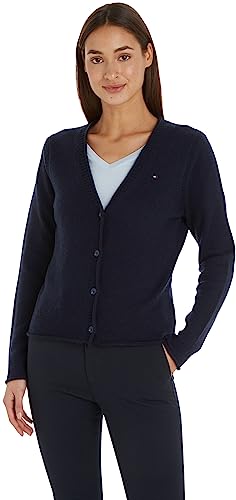 Tommy Hilfiger Damski kardigan z miękkiej wełny V-nk, Pustynne niebo, L