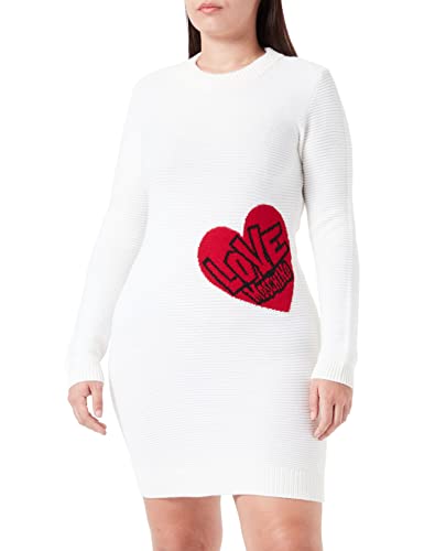 Love Moschino Damska sukienka z długim rękawem z długim rękawem, biały, 40