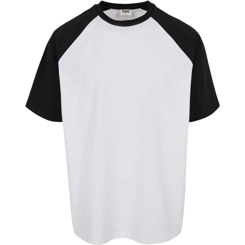 Urban Classics Męski T-shirt z bawełny organicznej, oversized raglan, męska górna część dostępna w 2 kolorach, rozmiary XS - 5XL, biały/czarny, XXL