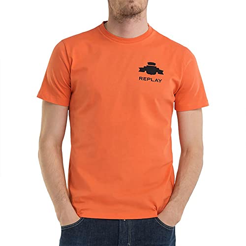 Replay T-shirt męski, 448 płomieniowa pomarańcza, XS