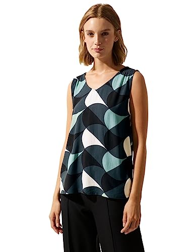 Street One Damski letni top z nadrukiem, Cool Vintage Green, 42