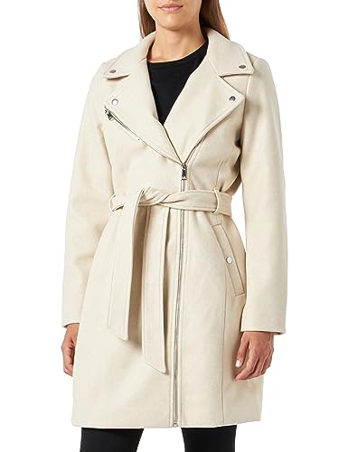 Bestseller A/S Damski płaszcz VMPOP Biker Coat BOOS, Oatmeal/Szczegóły: Melanż, XS, Oatmeal/Detail:MELANGE, XS