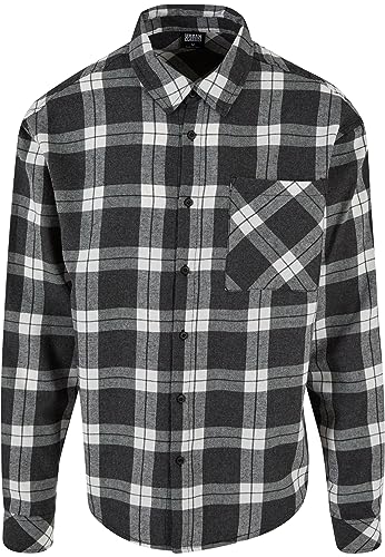 Urban Classics Męska koszula Boxy Dark Checked, szary/biały, XXL