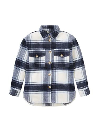 TOM TAILOR Dziewczęta Kurtka koszulowa z wzorem w kratkę 1030713, 29363 - Blue Navy Offw Hite Big Check, 128