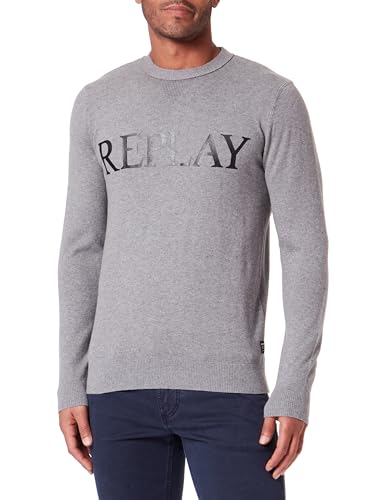 Replay sweter męski, M06 Medium Grey Melange, L