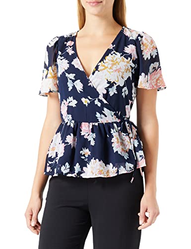 ONLY Onlstar Life Fia S/S Wrap Top Ptm bluzka damska, Night Sky/Aop: Star Garden Flower, XL