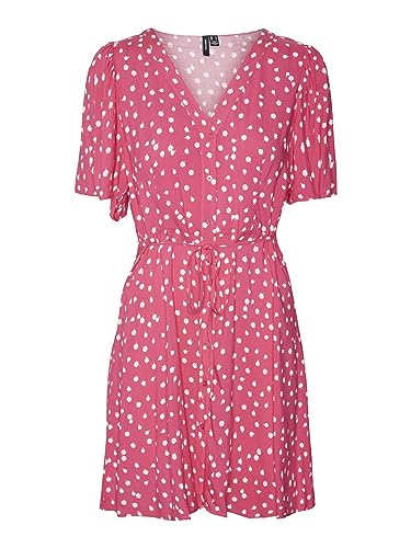 Bestseller A/S Damska sukienka Vmalba Ss Short Dress WVN Noos, Pink Yarrow/Aop: Laura, M
