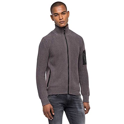 Replay Męska kurtka z dzianiny, 294 Stone Grey, XS