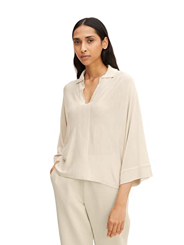 TOM TAILOR Damski Sweter z dzianiny z kołnierzem 1031187, 29517 - Sand Stone Beige, L
