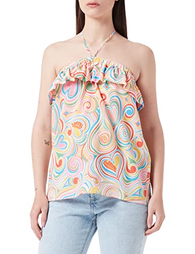 Love Moschino Damska koszulka Self Fabric Laces in Fluid Cupro-Cotton, All.Multicolor, 38 PL