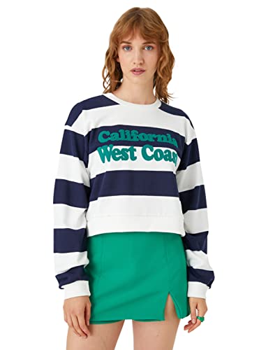Koton Damska bluza z kapturem, Navy Stripe (7s0)