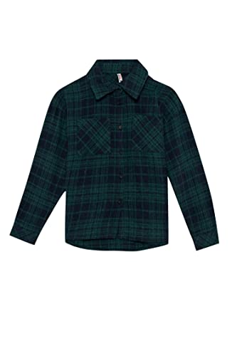 DeFacto X5756A6 Bluzka koszulowa z długim rękawem dla dziewcząt koszula z guzikami do odzieży rekreacyjnej (petrol, 10/11 Y), Petrol, 10-11 Lata
