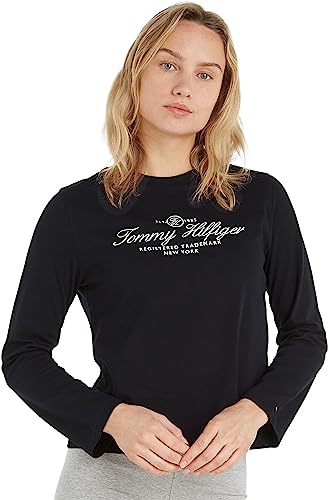 Tommy Hilfiger Damskie topy z dzianiny Reg Hilfiger Script C-nk Ls L/S, Pustynne niebo, XL