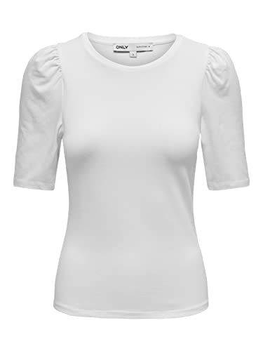 ONLY Women's Onllive Love 2/4 PUFFTOP JRS NOOS Top, biały, XS, biały, XS