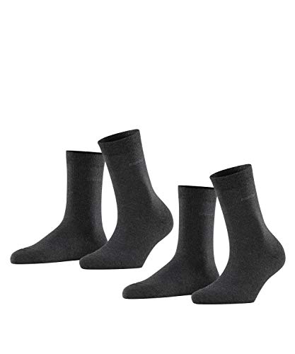 ESPRIT Kobiety Skarpety Basic Easy 2-Pack W SO Bawełna jednokolorowe 1 Para, Szary (Anthracite Melange 3080), 35-38