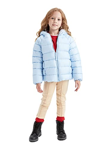 de facto U4294A6Płaszcz puchowy dla dziewcząt - pikowana kurtka dla dziewczynek (LT.Blue, 9/10 Y), niebieski