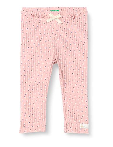 United Colors of Benetton Legginsy dla dziewczynek, Rosa Con Fantasia a Fiori 61 W, 12 Miesięcy