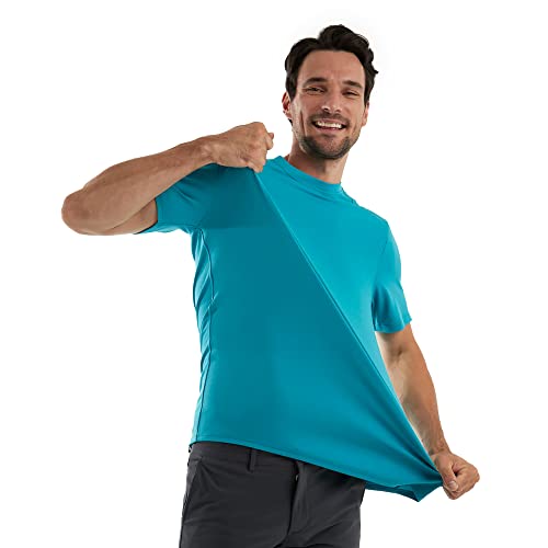 Men's Crew Neck Non Iron t-Shirt, Wrinkle Free, Stain Resistant, Sweatproof, Cool Dry, Odor Proof, 100% Breathable Material, Men's t-Shirts Short Sleeve Top tee Shirt, Niebieski, S