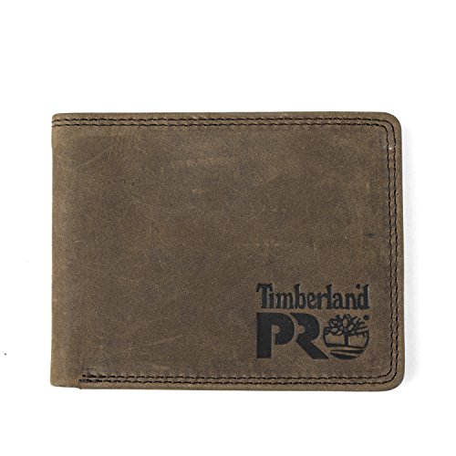 Timberland PRO Męska cienka skóra RFID z okienkiem na dowód osobisty z tyłu portfela, Ciemnobrązowy/pullman, jeden rozmiar