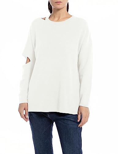 Replay Sweter damski Used Look, 562 Chalk, XS