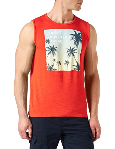 TOM TAILOR Męskie Tank top z letnim nadrukiem 1031581, 10524 - Grenadine Red, XXS