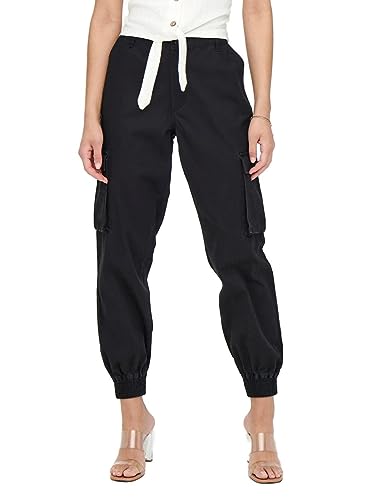 ONLY Damskie spodnie cargo Mid Waist, czarny, 36W / 32L
